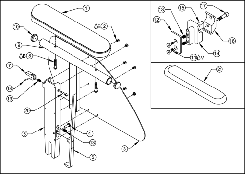 2) Desk Arm Assy parts diagram