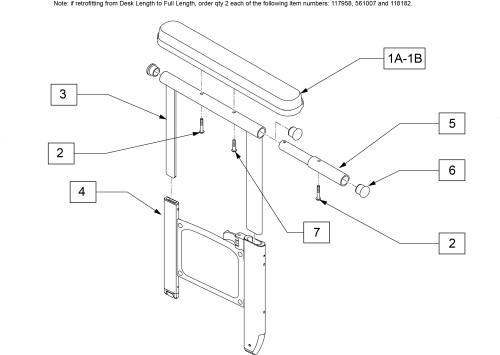 Dual Post Armrest (non-transfer) parts diagram