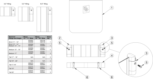 Catalyst E Back Upholstery Padded Hook And Loop Adjustable parts diagram