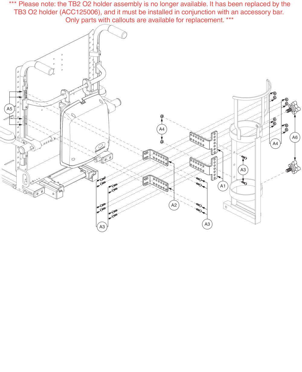 Oxygen Tank Holder - Tb2 Tilt (discontinued) parts diagram