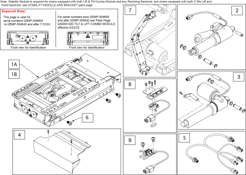 Q500mp 50d Tilt & Lift Combo Module Q5mp-504609 To 504642 & After 7/12/24 parts diagram