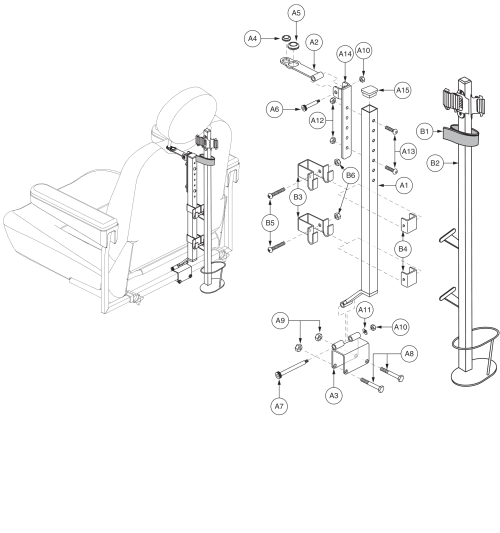 Cane / Crutch Holder - 115° Ltd. Recline Captain's Seat parts diagram