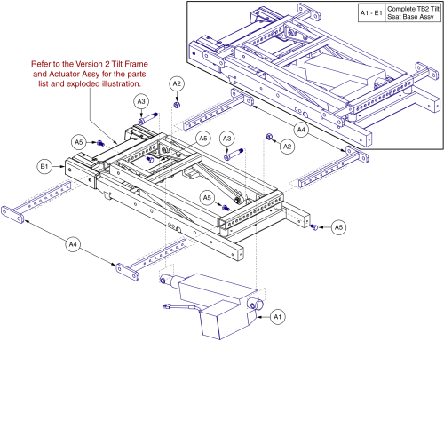 Tilt Base W/ Actuator Complete, Version 2, All Models Except Q6 Edge, Tb2 parts diagram