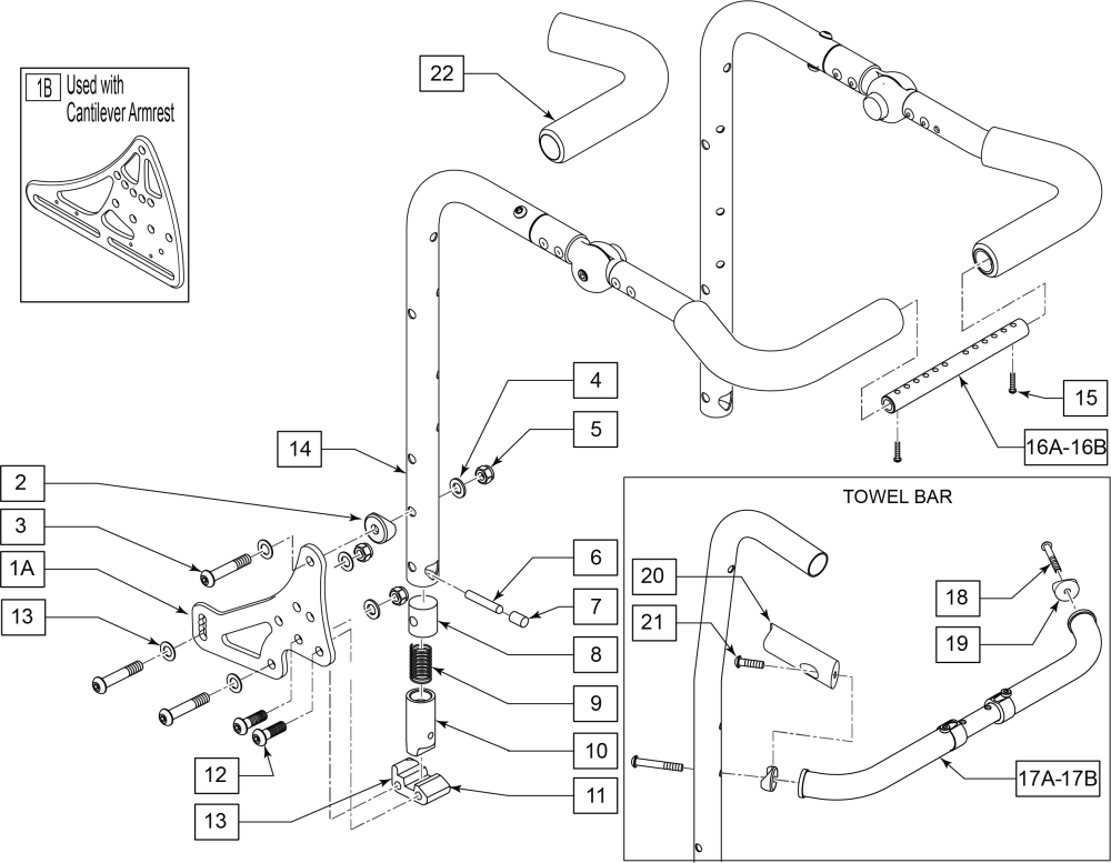 Backrest W/ Adj Stroller Handle parts diagram