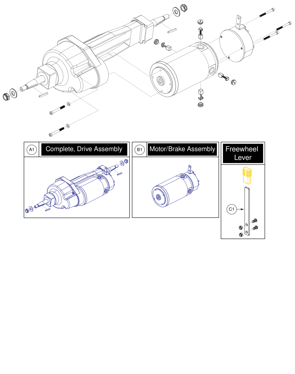 Drive Motor Assy, Px4 parts diagram