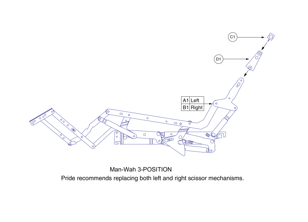 3 Position Scissor Mechanisms (manwah) parts diagram