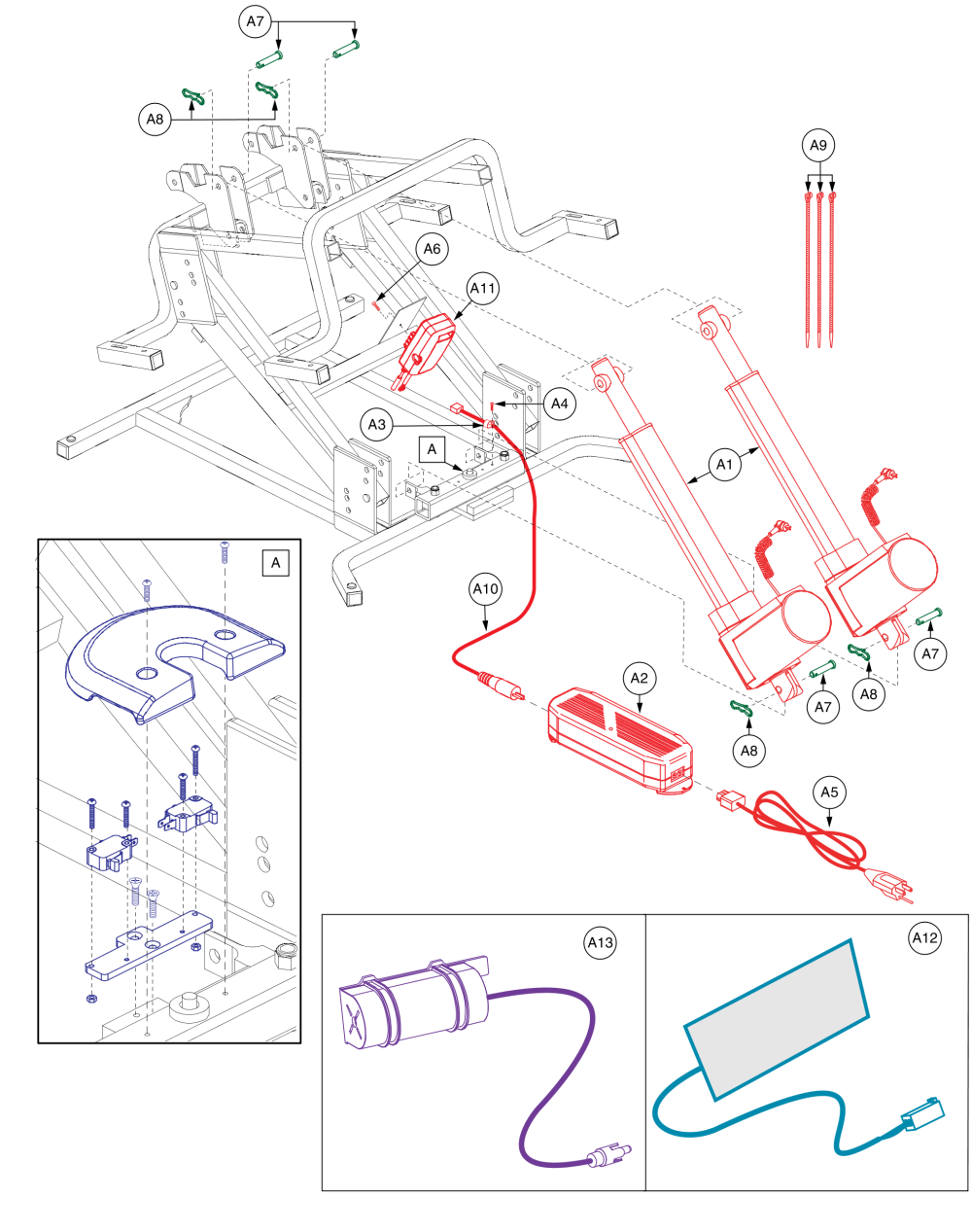 Dual Motor, Sync, Heat And Massage parts diagram