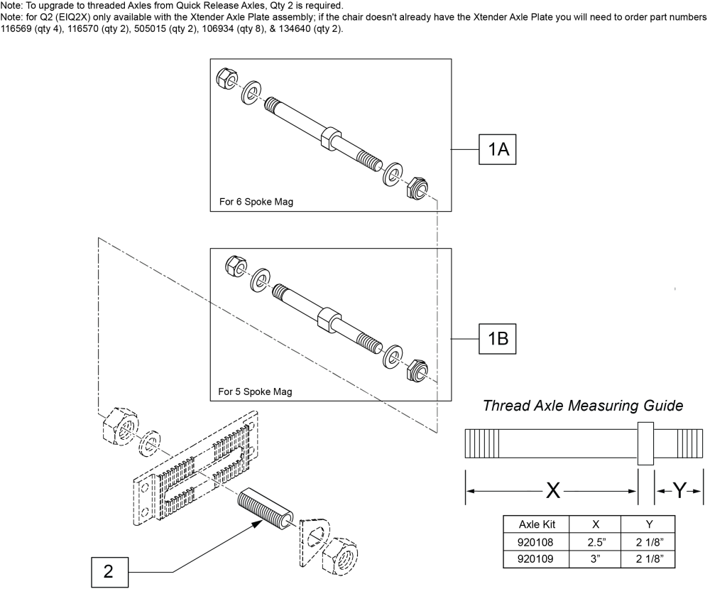 Threaded Axle Upgrade Assembly Q2x parts diagram