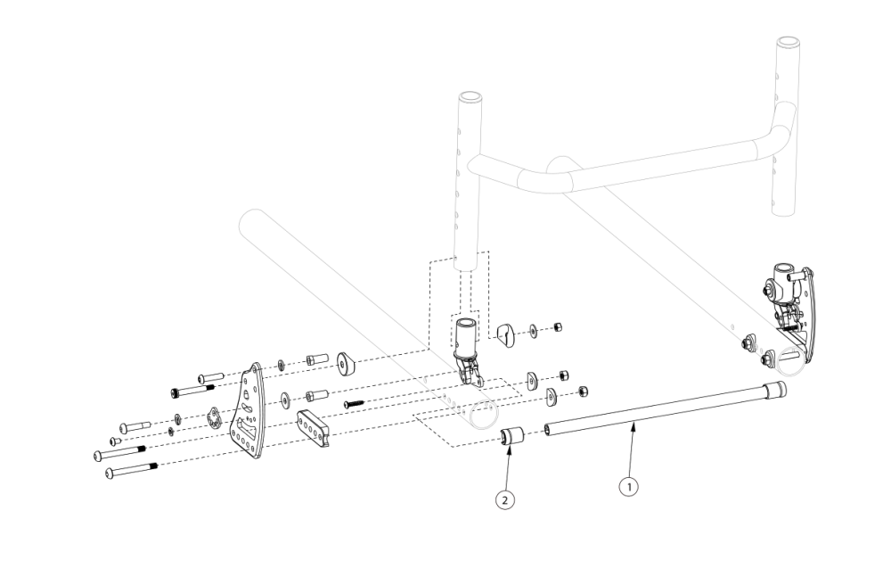 (discontinued 2) Rogue Backrest Mount And Hardware - Growth parts diagram