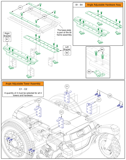 Tb3.5 Tilt Seat Interface, R-trak parts diagram