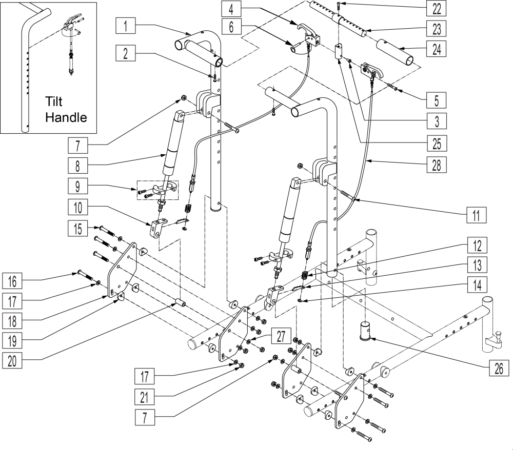 60 Degree Reclining Back Assembly parts diagram