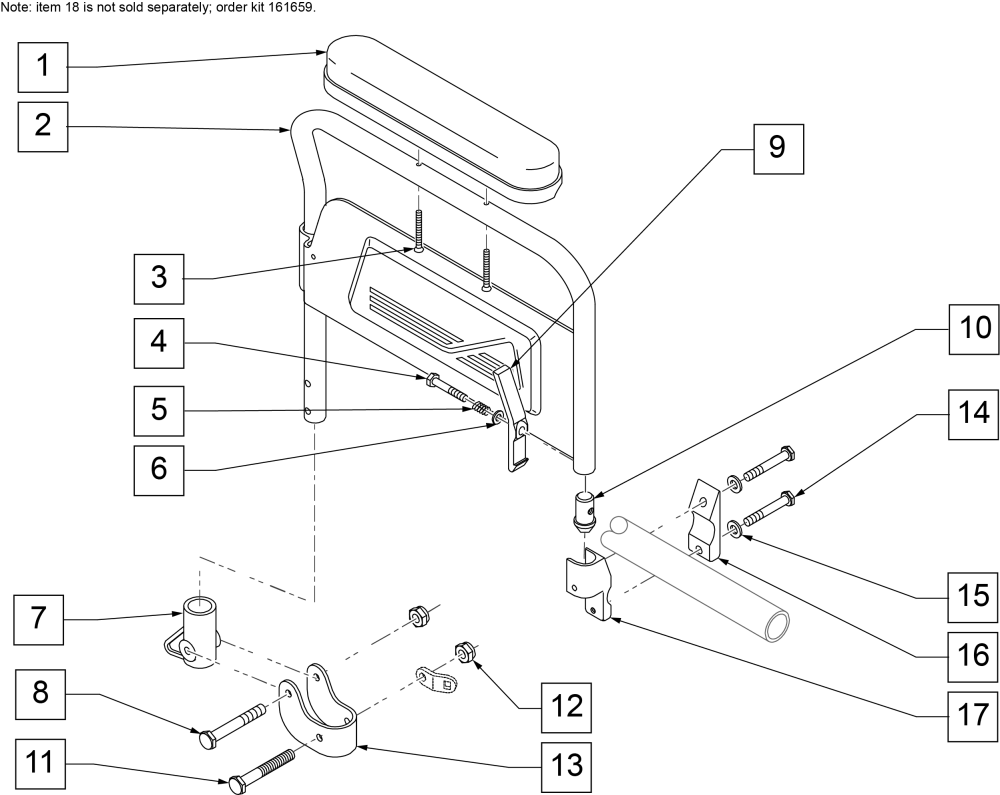 Flip-back Armrest Q2x parts diagram
