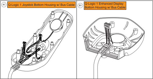 Q-logic 1 Joystick & Enhanced Display Bottom Housing W/bus Cable parts diagram