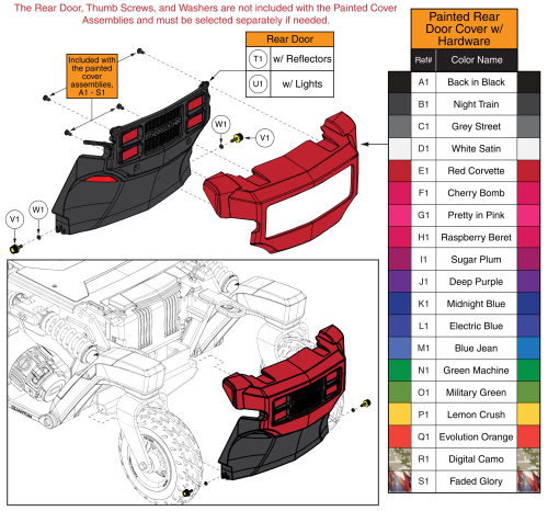 Rear Shroud Assembly With And Without Lighting, 4front 2 parts diagram