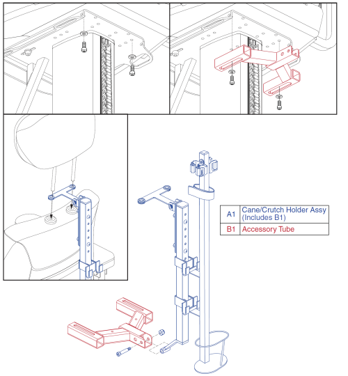 Cane/crutch Holder Assy, Jazzy Air parts diagram