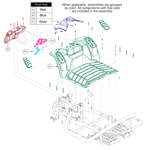 Front Shroud Assy W/ Lights, Pursuit Xl - S714 parts diagram