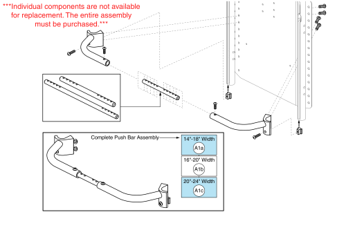 Push Bar - Solid Back Plate, 14