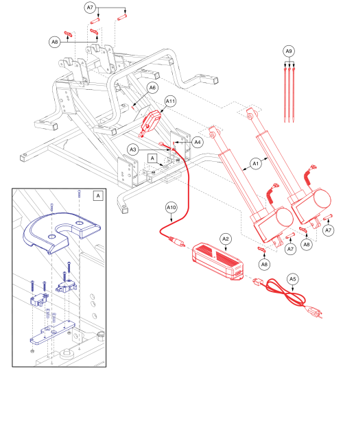 As7001, Dual Motor Heavyweight Lift Chair parts diagram