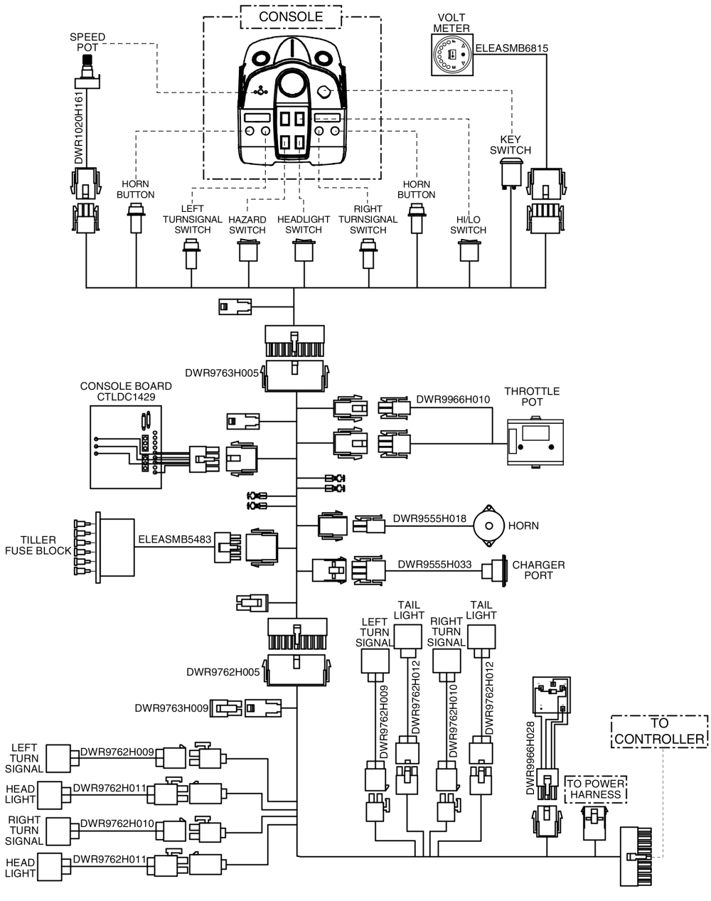 Electrical System Diagram, Console, Pursuit Xl - S714 parts diagram