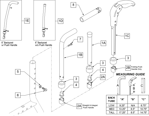 Standard Back Frame parts diagram