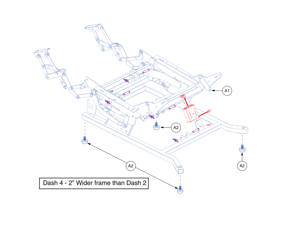 Lift Frame W/scissors - Large And Pw Models, Mec1700420 parts diagram