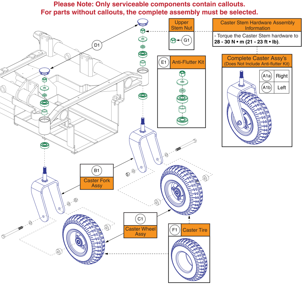 Caster Wheels, J/q 1450 parts diagram