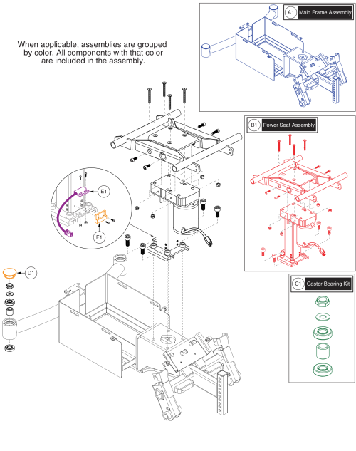 Main Frame W/power Seat parts diagram