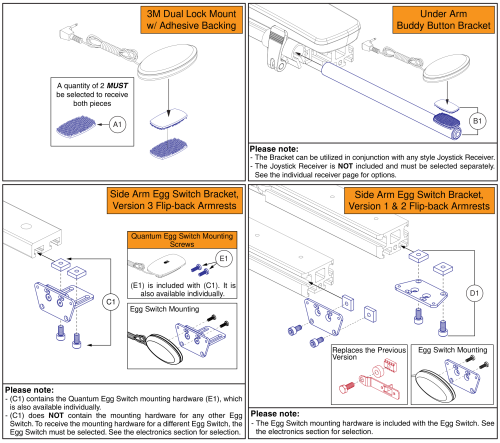 Egg Switch / Buddy Button Mounting Brackets parts diagram