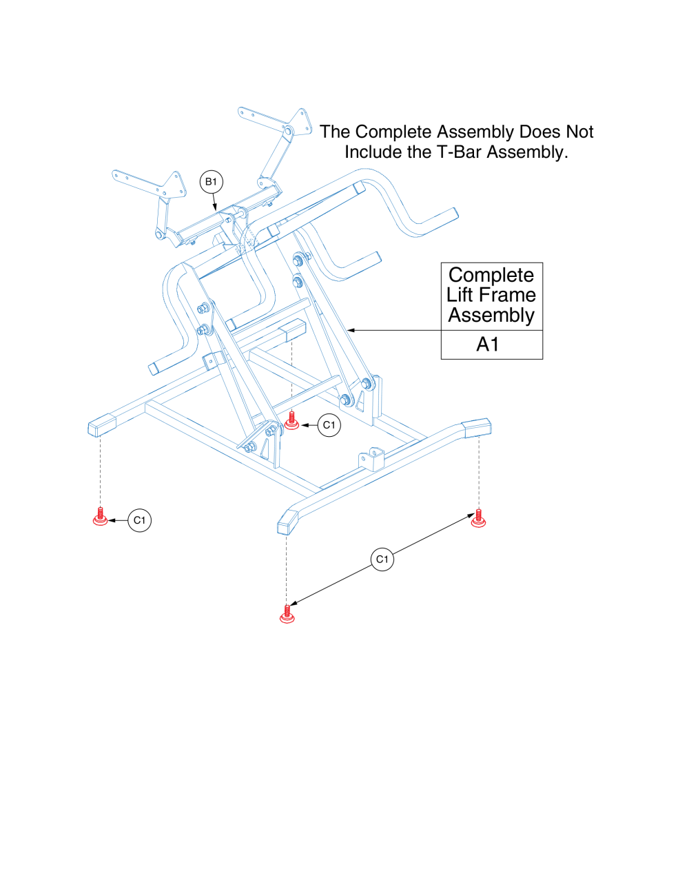 Lift Frame Assembly, T-bracket, Levelers parts diagram