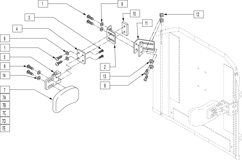 Lateral Pad Assembly parts diagram