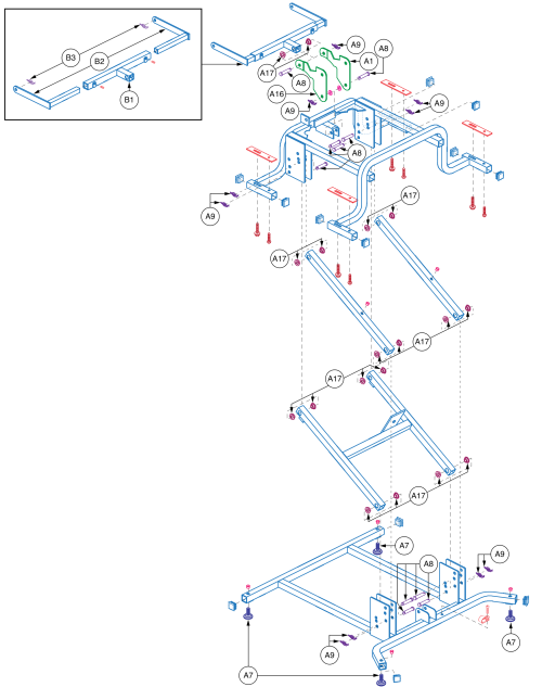 Frame,assy,lift,expansion Frame,for Infinite Motor Chairs parts diagram