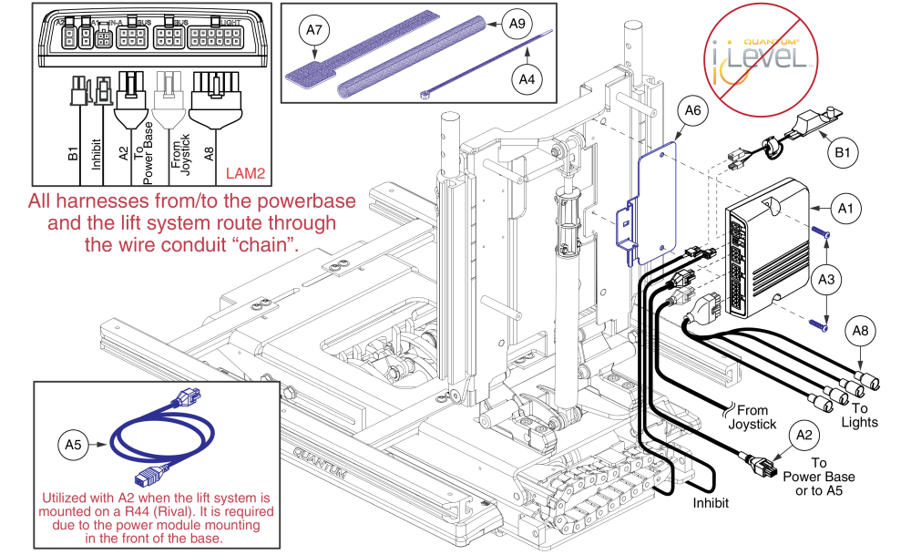 Lights Thru Lam2, Lift Only, Q-logic 2 / Ne+ - Reac Lift / Non I-level parts diagram