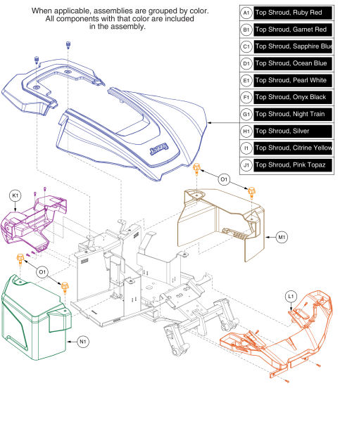 Shroud Assembly, Jazzy Air 2 parts diagram