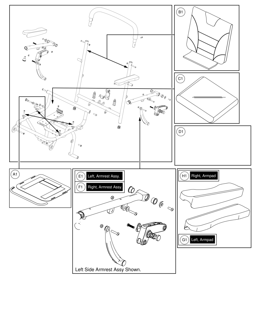 Jazzy® Carbon, Seat Assy parts diagram