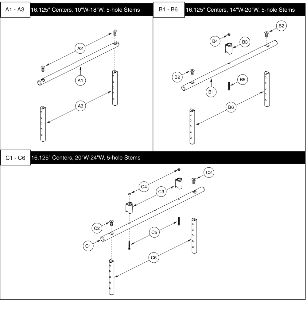 5 Hole Stem Mounts - 16.125