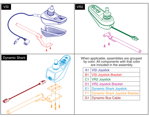 Joystick Assy's - Vsi / Vr2 / Shark W/ Mounting Brackets, Jazzy Select 14 parts diagram