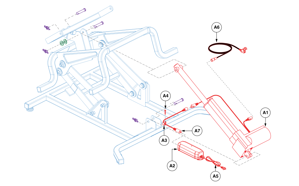 Lc406, Single Motor Lift Chair parts diagram