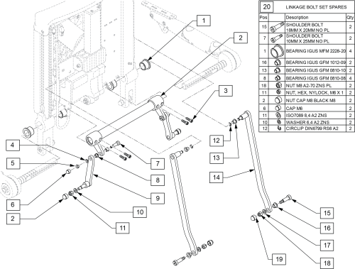 Sedeo Pro Advanced Armrest Linkage parts diagram