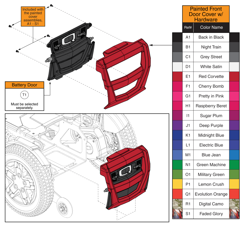 Front Door Shroud And Battery Access Bracket Assemblies, 4front 2 parts diagram