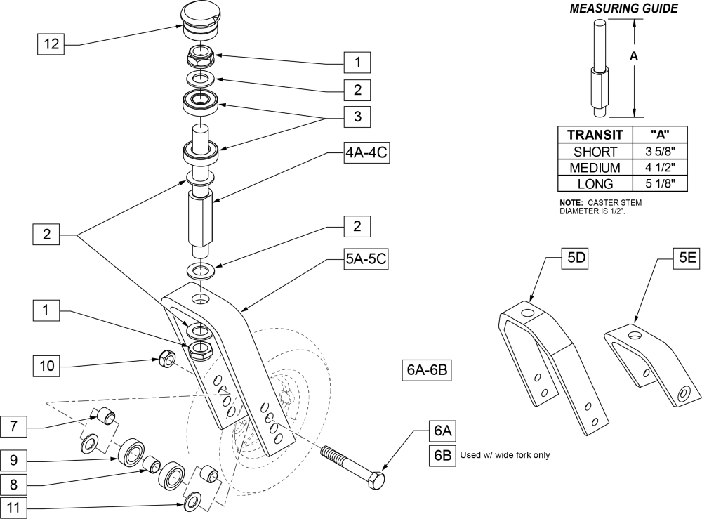 Caster Stem & Fork Assm parts diagram