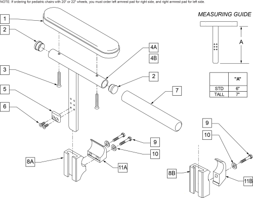 T Post Armrest parts diagram