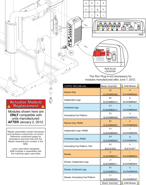 Tb2 Recline, Aam, Master Assembly, After 1/2/12 parts diagram