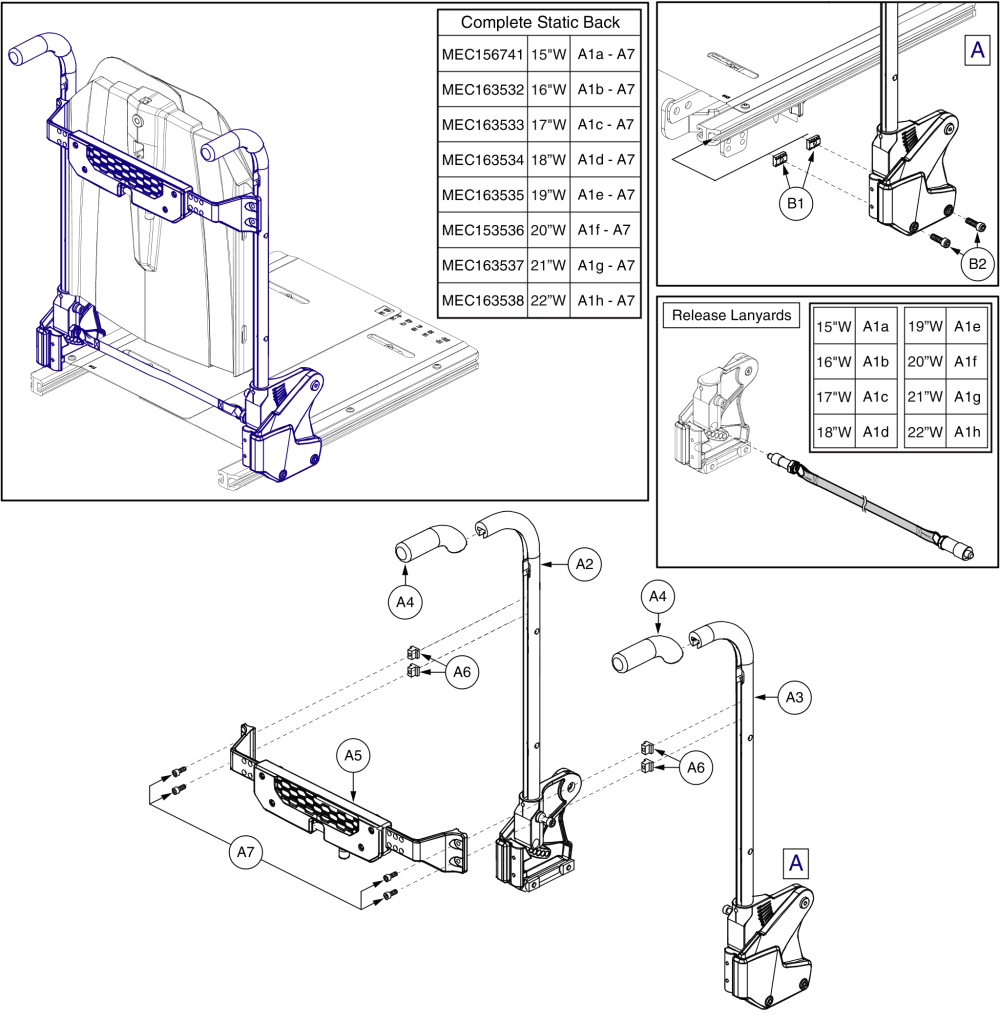 Static Back Adj. Assy, Tb Flex parts diagram