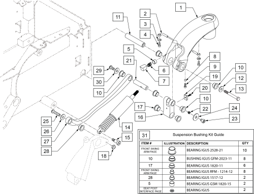Rear Swing Arm Prior To 6/16/22 parts diagram