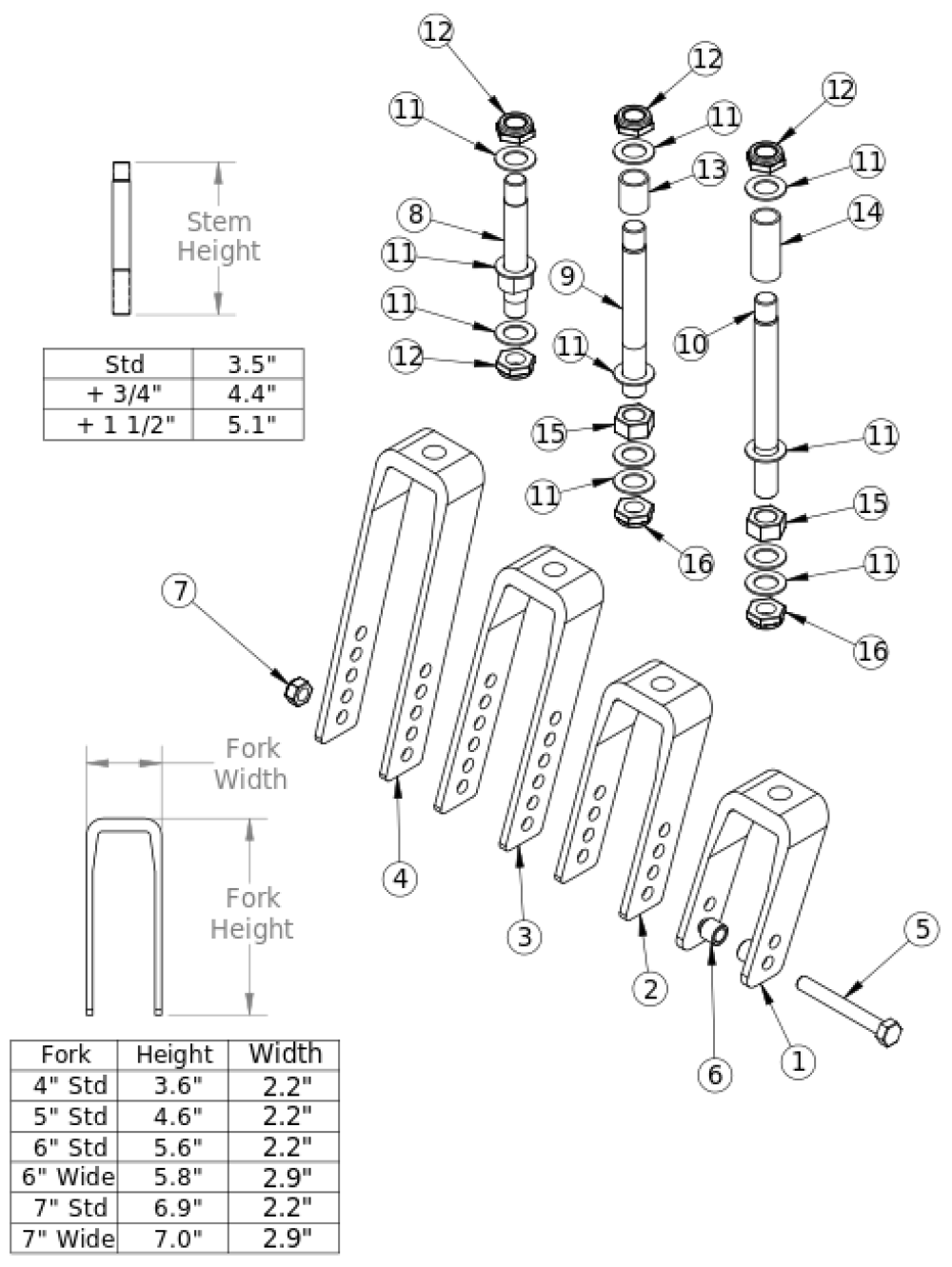 Catalyst Caster Forks And Stems parts diagram