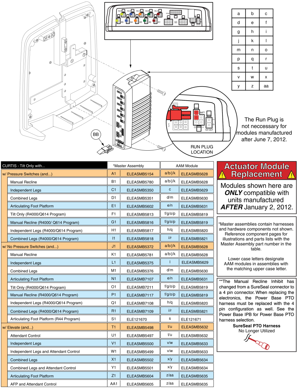 Tb2 Tilt, Aam, Master Assembly, After 1/2/12 parts diagram