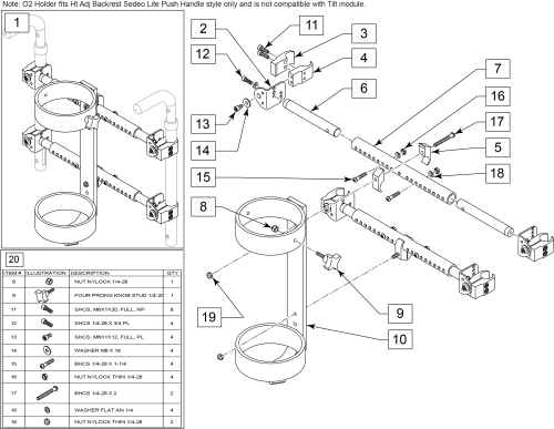Oxygen Tank Holder Sedeo Lite parts diagram
