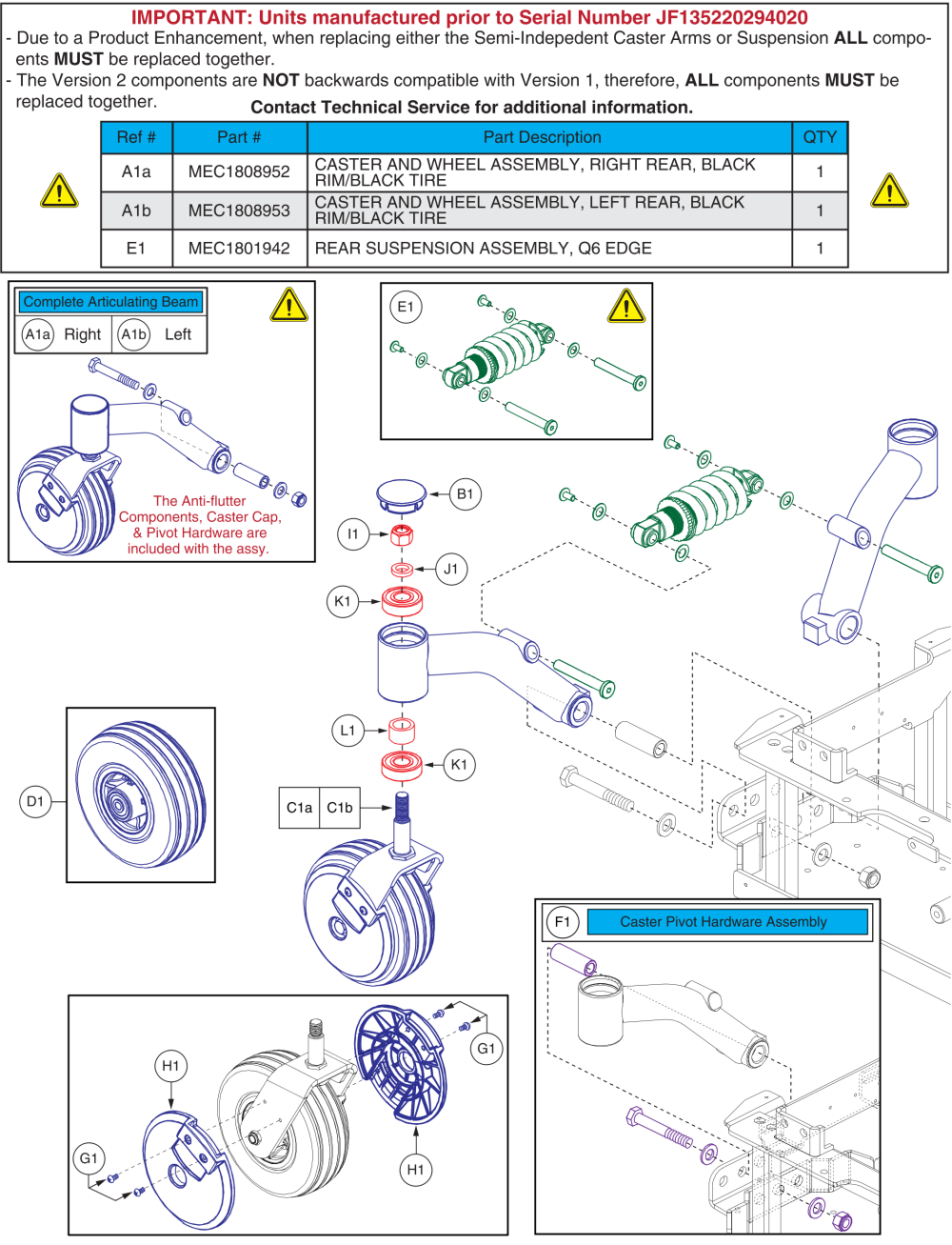 Rear Caster Assy, Semi-ind. Suspension, Ver. 2, J4 parts diagram