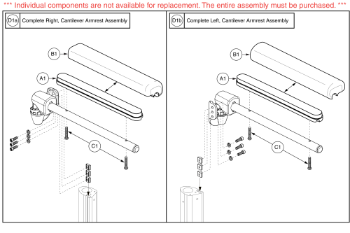 Full Length, Left / Right, Tb2 Power Recline Back Mounted Cantilever Armrest parts diagram