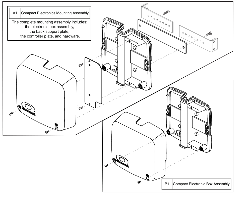 Electronics Box - Compact, Pediatric Tilt parts diagram